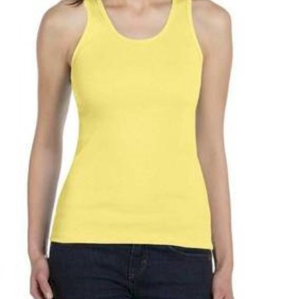 Activewear Cotton Ribbed Tank Yellow NEW NWT